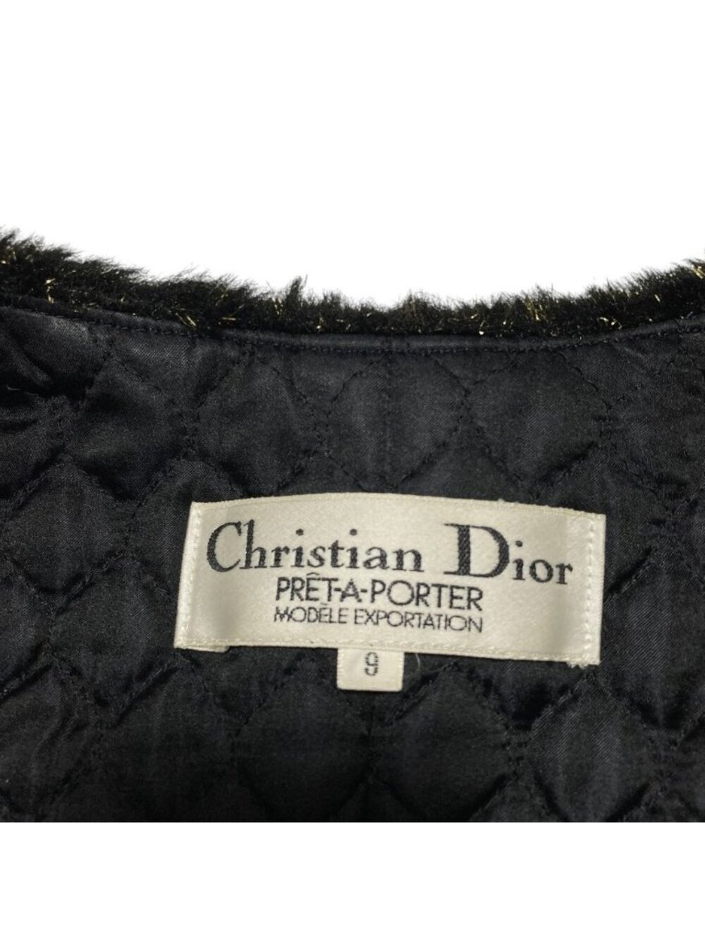 Dior Pret a Porter Lame Boa Coat 9 Black - Picture 5 of 7